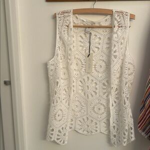 Lace Crochet Vest Cover up NWT